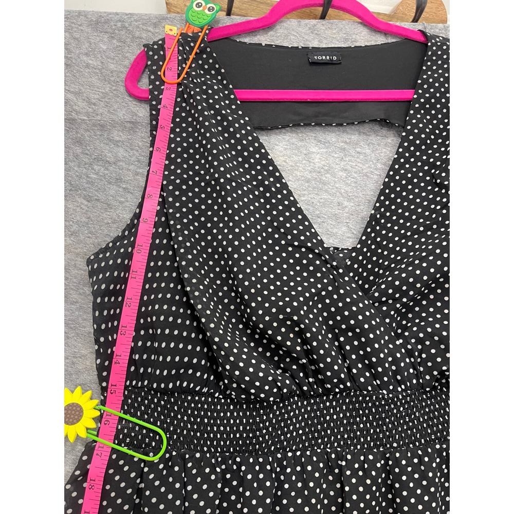 Torrid Black White Polka Dot Smocked Waist Cutout Back Dress 10012150 1X - Picture 9 of 13